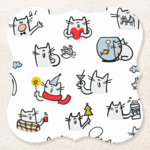 Dessous-de-verre En Papier Chats amusants, lait et magie.