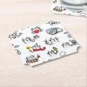 Dessous-de-verre En Papier Chats amusants, lait et magie. (Incliné)