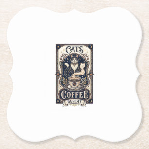 Dessous-de-verre En Papier Chats Café Répéter Chat Café Vintage Vector Art S