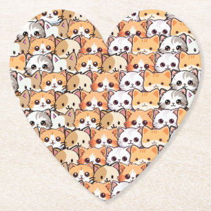 Dessous-de-verre En Papier Chats mignons chaton orange chaton animal Motif sa