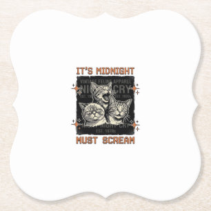 Dessous-de-verre En Papier Chats qui hurlent à minuit drôle Design de T-shirt