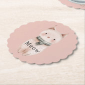 Dessous-de-verre En Papier Chats roses (Incliné)