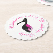 Dessous-de-verre En Papier Chaussures talons noirs avec Pois noirs (Incliné)