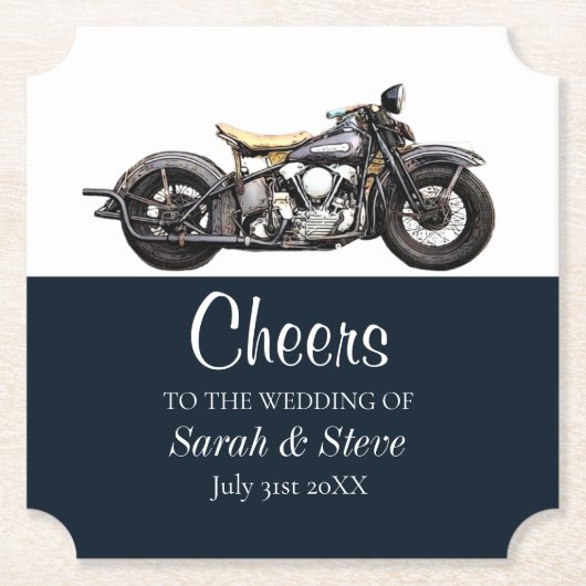 Dessous-de-verre En Papier Cheers Motorcycle Vintage Mariage Date Mariée Sall (Devant)