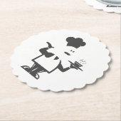 Dessous-de-verre En Papier Chef tenant un bol de soupe (Incliné)