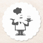 Dessous-de-verre En Papier Chef tenant un bol de soupe (Devant)