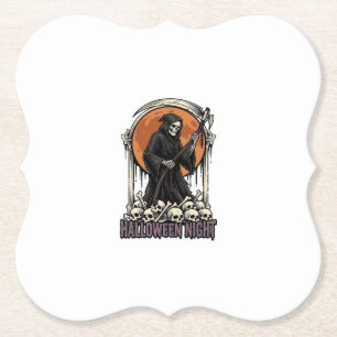 Dessous-de-verre En Papier Chemise blanche gravure vintage Halloween Faucheur