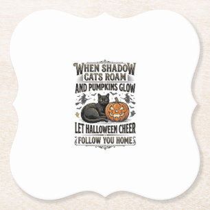 Dessous-de-verre En Papier Chemise de chat noir Halloween Gravure de citrouil