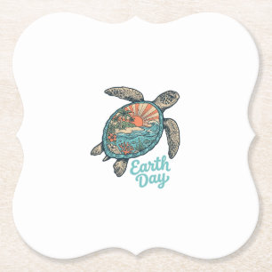 Dessous-de-verre En Papier Chemise de conception de gravure vintage de tortue