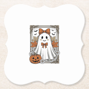 Dessous-de-verre En Papier Chemise de fantôme Halloween mignonne gravure vint