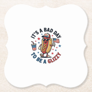 Dessous-de-verre En Papier Chemise de gravure vintage de hot dog patriotique