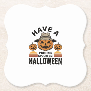Dessous-de-verre En Papier Chemise de gravure vintage Halloween Citrouille ef