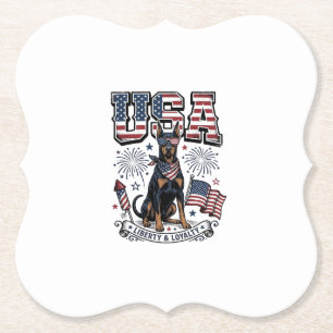 Dessous-de-verre En Papier Chemise de gravure vintage USA Doberman patriotiqu