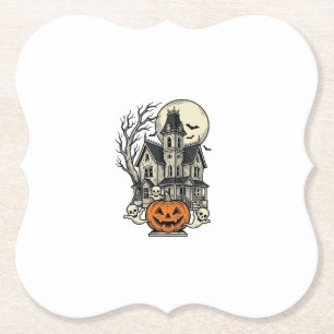 Dessous-de-verre En Papier Chemise de Maison Hantée Gravure Vintage Halloween