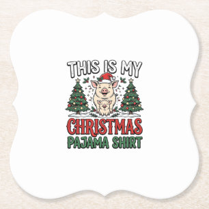 Dessous-de-verre En Papier Chemise de pyjama de Noël Cochon mignon Vacances V