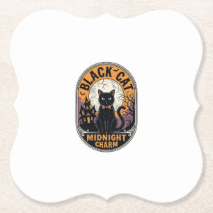 Dessous-de-verre En Papier Chemise Halloween Chat Noir Vintage Charme de Minu