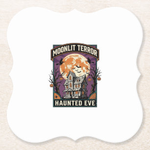 Dessous-de-verre En Papier Chemise Haunted Moon Gravure Vintage Halloween Gra