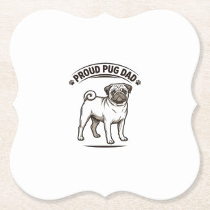 Dessous-de-verre En Papier Chemise Pug Papa Gravure Vintage Design Papa Chien