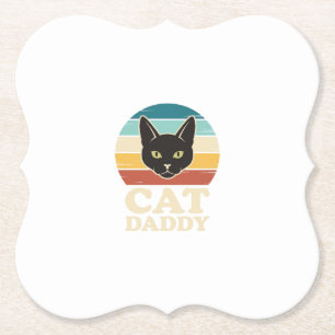 Dessous-de-verre En Papier Chemise Rétro Crépuscule Chat Noir Vintage Cat Dad