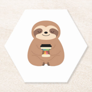Dessous-de-verre En Papier Chemise T-Shirt classique Sloth Coffee Time
