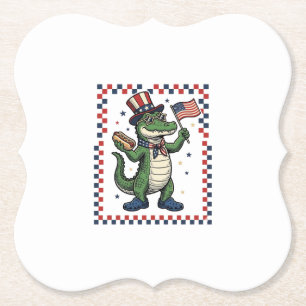 Dessous-de-verre En Papier Chemise vintage avec drapeau de hot dog d'alligato