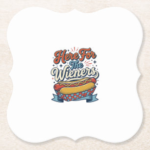 Dessous-de-verre En Papier Chemise vintage hot dog Here For The Wieners_1