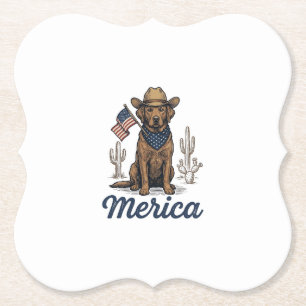 Dessous-de-verre En Papier Chemise Vintage Merica Cowboy Dog Drapeau Américai