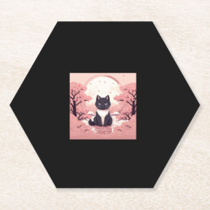 Dessous-de-verre En Papier Cherry Blossom Cat_ La magie de l'Halloween au Jap