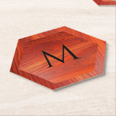 Dessous-de-verre En Papier Cherry wood texture custom monogram. (Incliné)