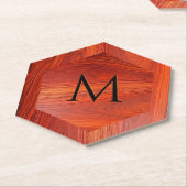 Dessous-de-verre En Papier Cherry wood texture custom monogram. (Incliné)