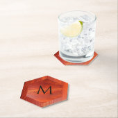 Dessous-de-verre En Papier Cherry wood texture custom monogram. (En situation)