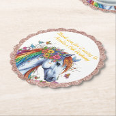 Dessous-de-verre En Papier Cheval Whimsical Rainbow Floral Equestriday (Incliné)