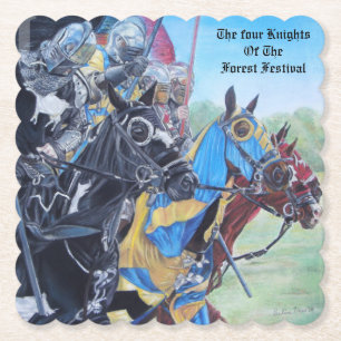 Dessous-de-verre En Papier chevaliers médiévaux jouant à cheval art histor