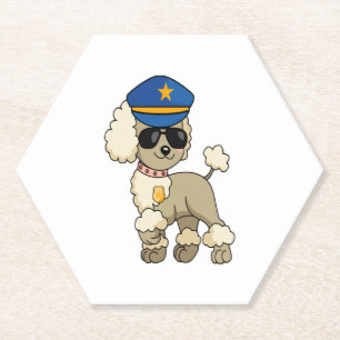 Dessous-de-verre En Papier Chibi Anime Police Poodle Chien