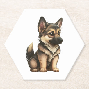 Dessous-de-verre En Papier Chibi German Shepherd