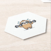 Dessous-de-verre En Papier Chibi Sloth Gym Échec - Cute Kawaii Drôle Entraîne (Incliné)