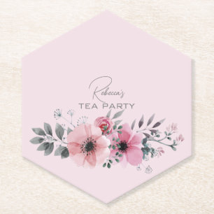 Dessous-de-verre En Papier Chic botanique floral élégant gris rose fleur