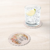 Dessous-de-verre En Papier Chic Cadre Doré Rose Floral Fête de Mariage (En situation)