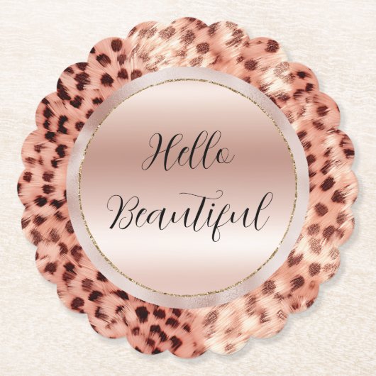 Dessous-de-verre En Papier Chic Joli Rose Gold Leopard (Devant)