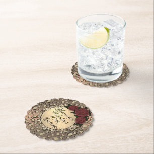 Dessous-de-verre En Papier Chic Leopard Rose Fabuleux 40e anniversaire