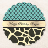 Dessous-de-verre En Papier Chic Quatrefoil Giraffe Imprimer Anniversaire Pers (Devant)