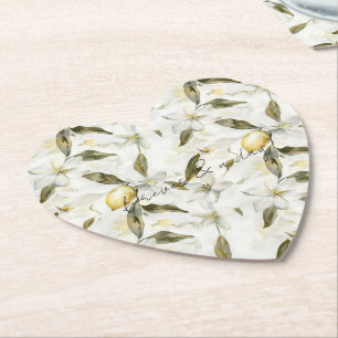 Dessous-de-verre En Papier Chic sicilien Citrons d'été Mariage floral