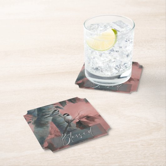 Dessous-de-verre En Papier Chickadees Blessed [special edition] (En situation)