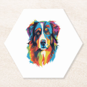 Dessous-de-verre En Papier Chien berger australien coloré