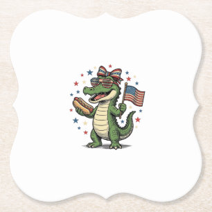 Dessous-de-verre En Papier Chien Chaud Patriote Alligator Vintage Vector T-Sh