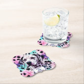 Dessous-de-verre En Papier Chien dalmate rose violet turquoise Anniversaire (En situation)