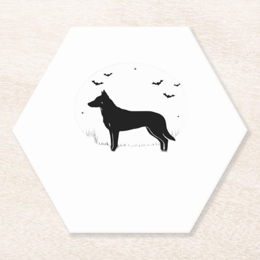 Dessous-de-verre En Papier Chien de Beauceron - Halloween Moon Silhouette Cla (Devant)