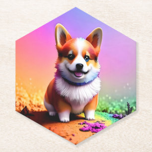 Dessous-de-verre En Papier Chien de Corgi mignon assis 33663