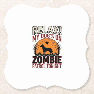 Dessous-de-verre En Papier Chien de patrouille zombie Halloween Gravure vinta