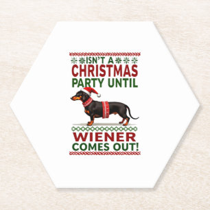 Dessous-de-verre En Papier Chien de Vienne Drôle de Noël Cool Dachshund Vacan
